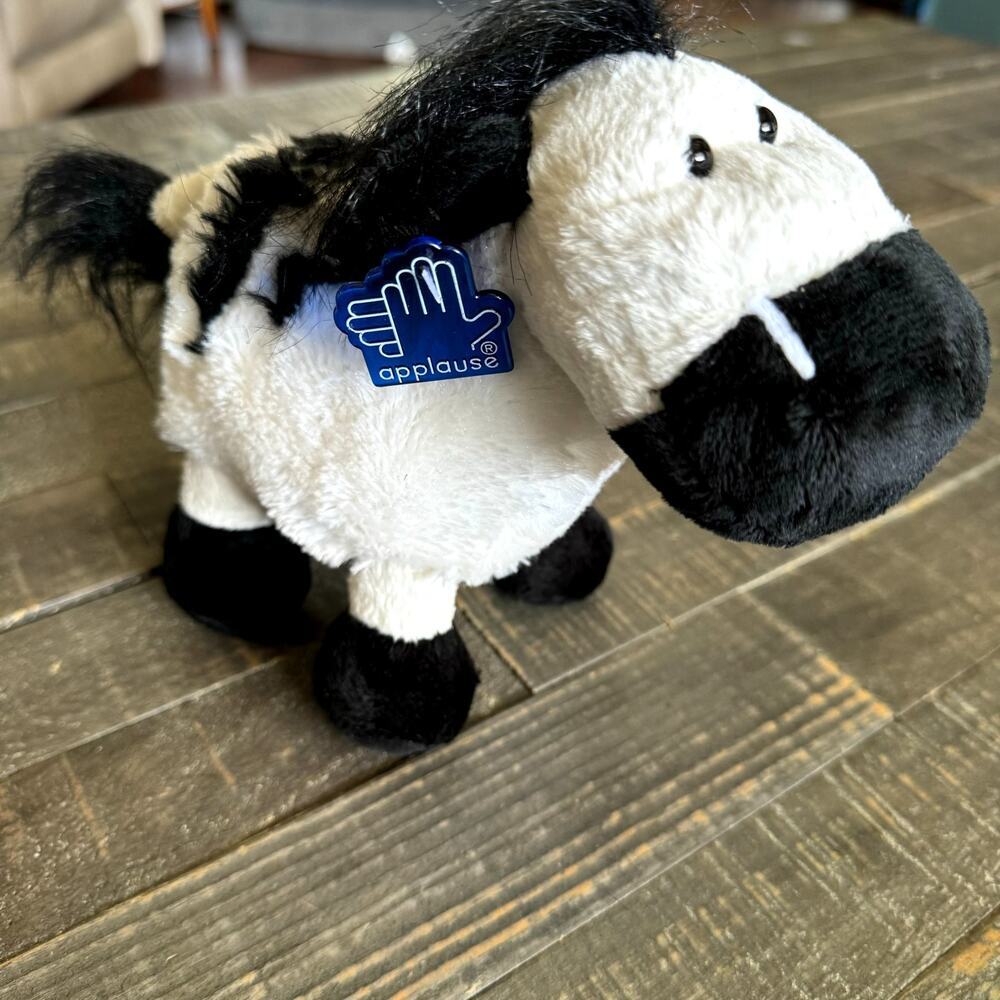 Animal Junction APPLAUSE Russ BERRIE Zebra Zeke PLUSH Black & White‎ 8”